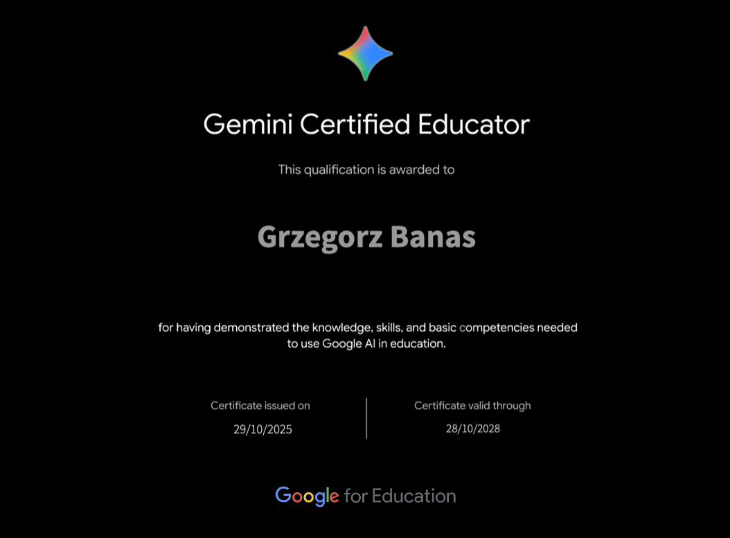 Gemini Certified Educator Grzegorz Banas