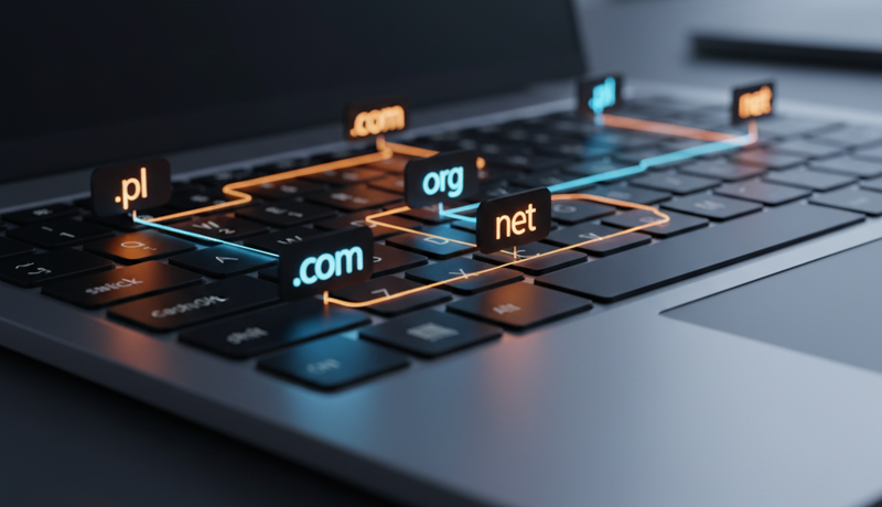 na klawiarurze przedstawione symbolicznie końcówki domen