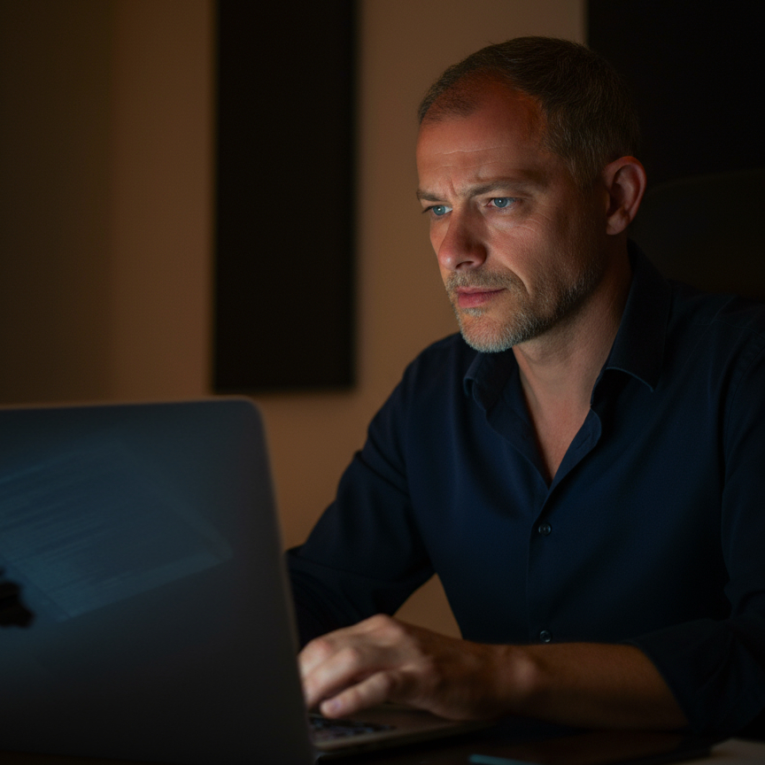 Freelancer web developer przy komputerze