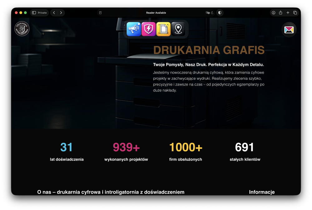 infografika wizytówka strony www
